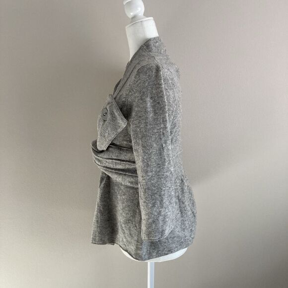 Anthropologie Robin Origami Gray Criss Cross Wool Cardigan Sweater Estimated S/M - Picture 7 of 11